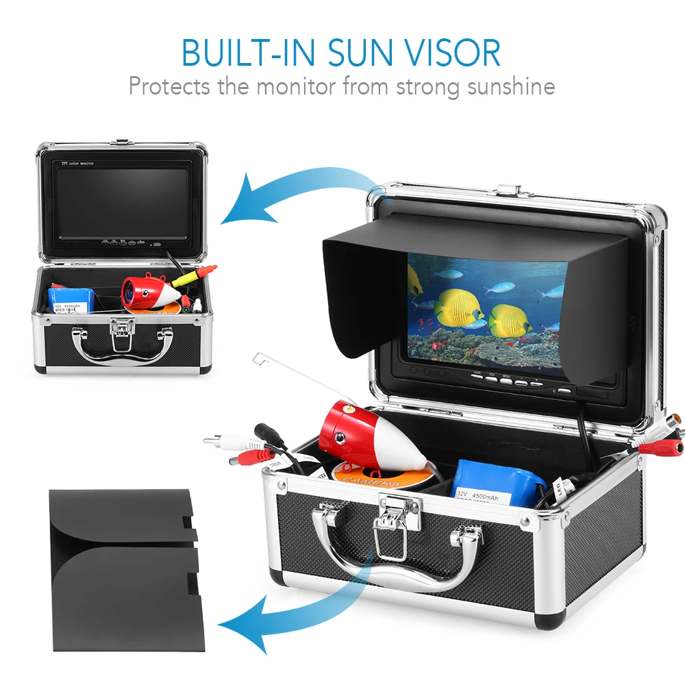 

7 inch LCD Monitor Fish Finder 1000TVL Waterproof Underwater Portable Fishing Camera 15m Cable For Ice Lake Boat Fishing