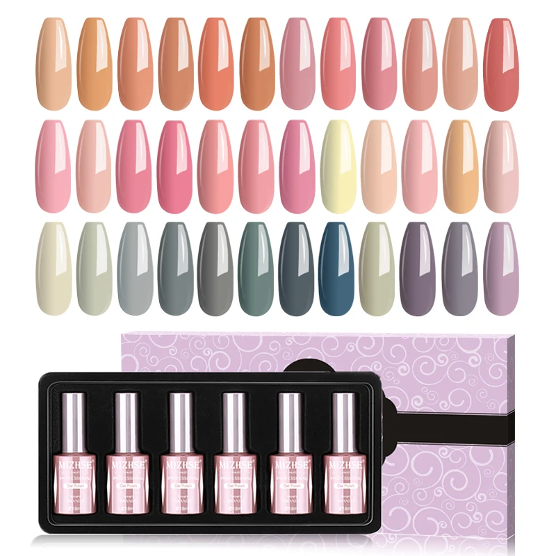 

MIZHSE Gel Polish Nail Art Esmalte Permanente Gel Polish Set For Manicure 18ml Hight Capacity Bottle With Gift Box 6pcs Per Set