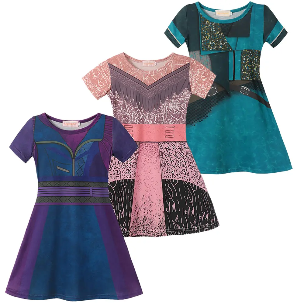 Descendant 3 Mal Dress For Girl Halloween Party Audrey Children Uma Role Playing Costumes 3D print Pattern Kids Clothes | Детская одежда