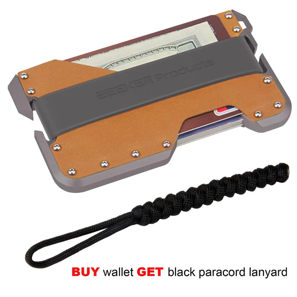 ZEEKER Алюминиевый RFID блокирующий держатель кредитной карты из натуральной кожи минималистичный кошелек серый металл для мужчин и женщин