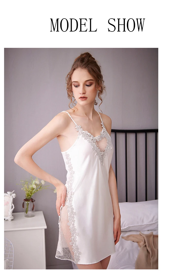 Sexy V Neck Suspenders Woman Nightie Elegant Backless Sleepwear High Quality Ladies Nightgown Comfortable Real Silk Pyjamas