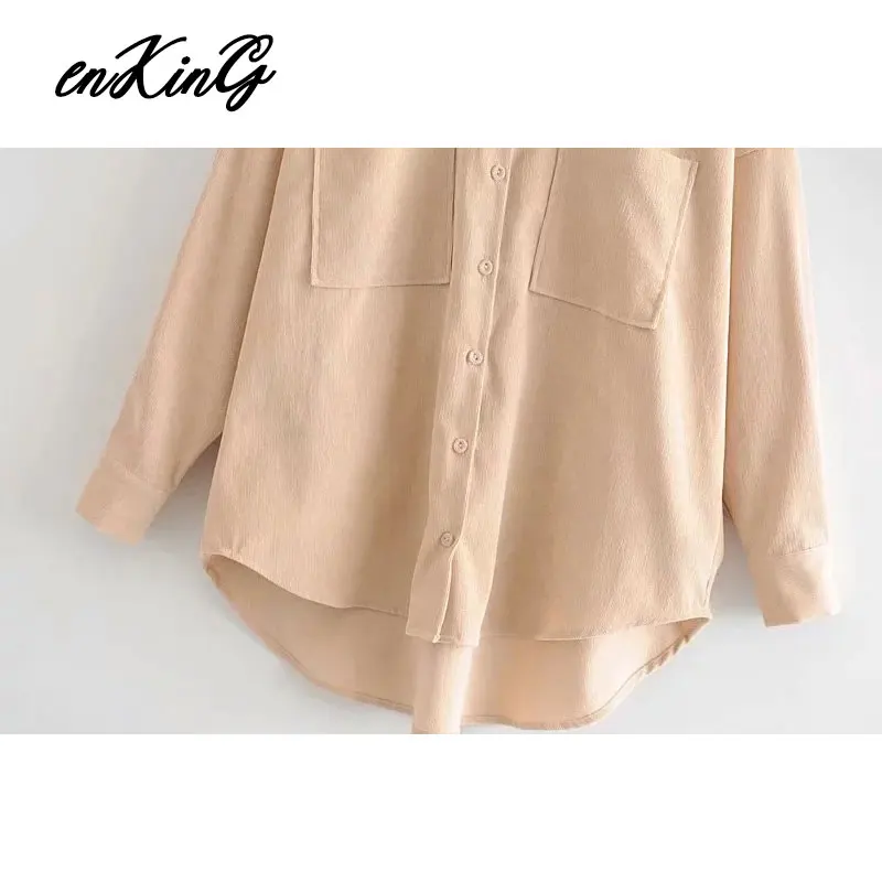 Cena 2019 anglia preppy oversize sztruks jesień za bluzka kobiety blusas mujer de moda 2019 chłopak koszula damskie topy i bluzki