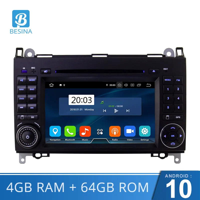 Besina Android 10 2 Din Car DVD Player For Mercedes Benz Sprinter W169 B200 B class 4G RAM WIFI Radio GPS Stereo Multimedia | Автомобили и