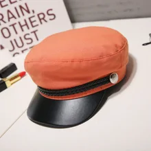 Helisopus, новинка, Корейская, унисекс, из искусственной кожи, военная шапка, женская, Ретро стиль, плоский верх, Осень-зима, Ретро стиль, фетровая, шляпа моряка, Кепка Капитана