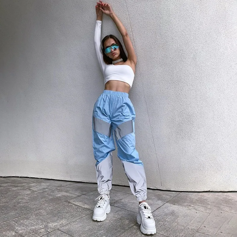 

Explosive 2020 autumn trend Korean version of the new fashion sports and leisure stitching reflective casual nine-point pants