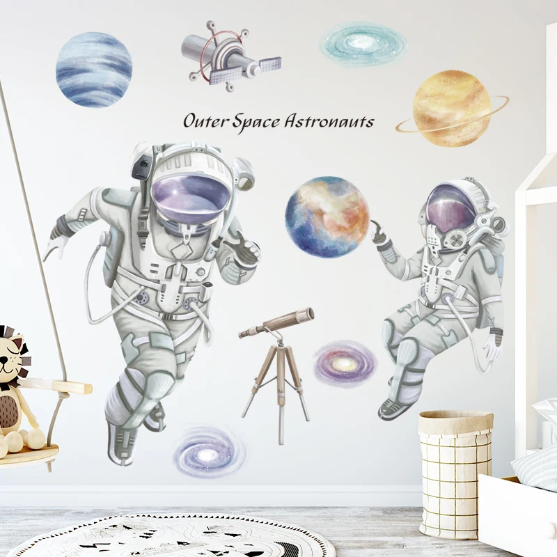 large Cosmic Space Astronaut Wall Stickers for Kids Room Children Bedroom Kindergarten Decoration Sci-fi Wall Sticker boy gift