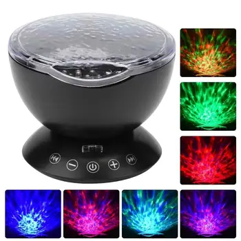 

sound system Ocean Projector Built-in Night Lights Music Player with 12 LED 7 Color Lamp for Phone PC ev sinema ses