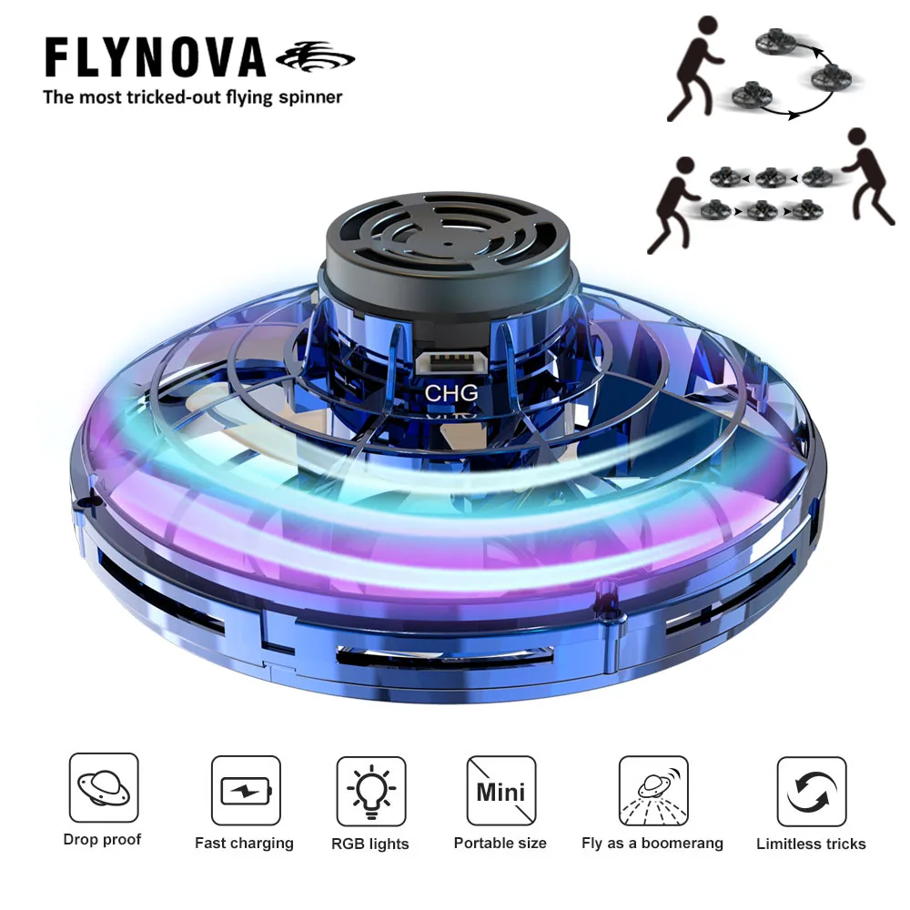 $27.09 Flynova Adults Child Flying Toys Athletic Antistress Flying Drone Toy Flying UFO Led Finger Spinner