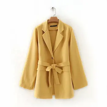 

Woah 2019 Yd55-9054 European and American fashion sleeve split belt suit coat