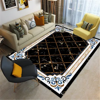 

Nordic Black Marble Geometric Pattern Carpet For Living Room Bedroom Traditional Rug Large Coffee Table Mat Yoga Pad Home Decor