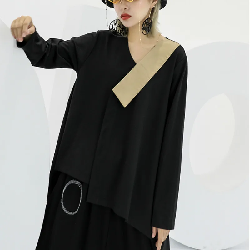Ins Hot Asymmetric Tops Korean Ladie Tops Womens Korean Long T Shirts Harajuku Streetwear Female Oversized Tshirts SA420S30