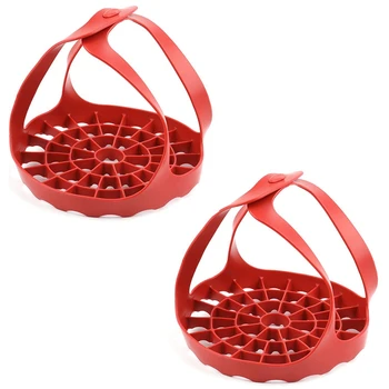 

HOT-2 Pack Presure Cooker Sling - Red Silicone Bakeware Sling for Pot 6 Qt 8 Qt, Anti-Scalding Bakeware Lifter Steamer Rack