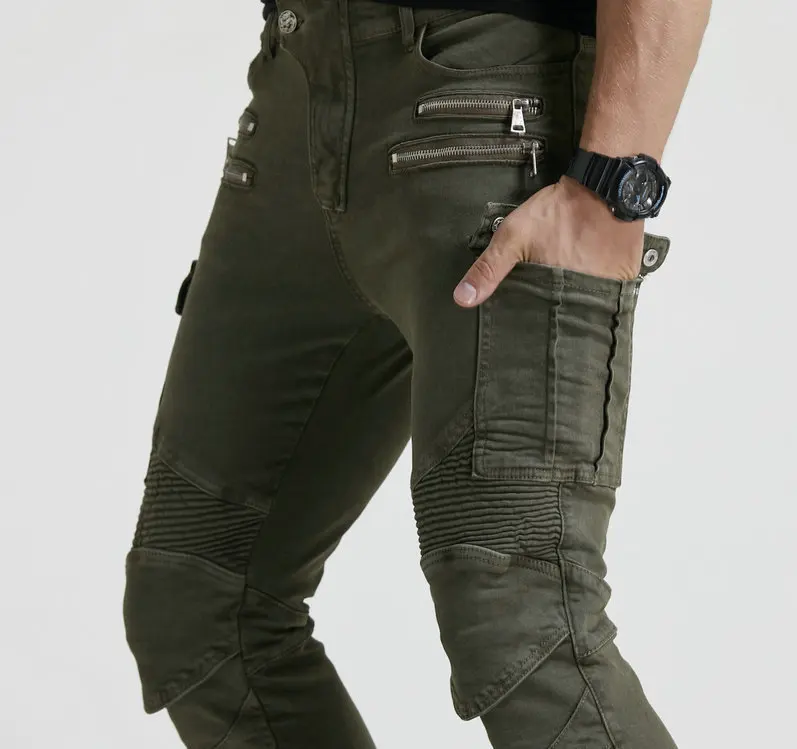 Green Motorcycle Pants Men Motocross Racing Trousers Cargo Jeans Touring Riding Pantalon Moto Pants Motorcycle Equipment Pants