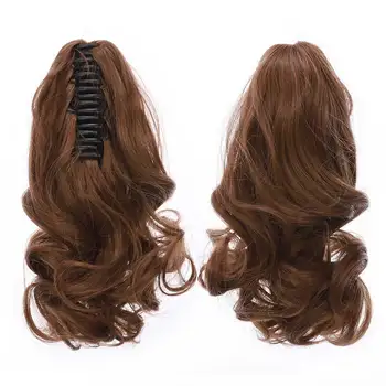S-noilite Short Wavy Ponytail Claw Jaw in Hairpiece Synthetic Clip in Hair tail for women Black Brown Pony Tail 2