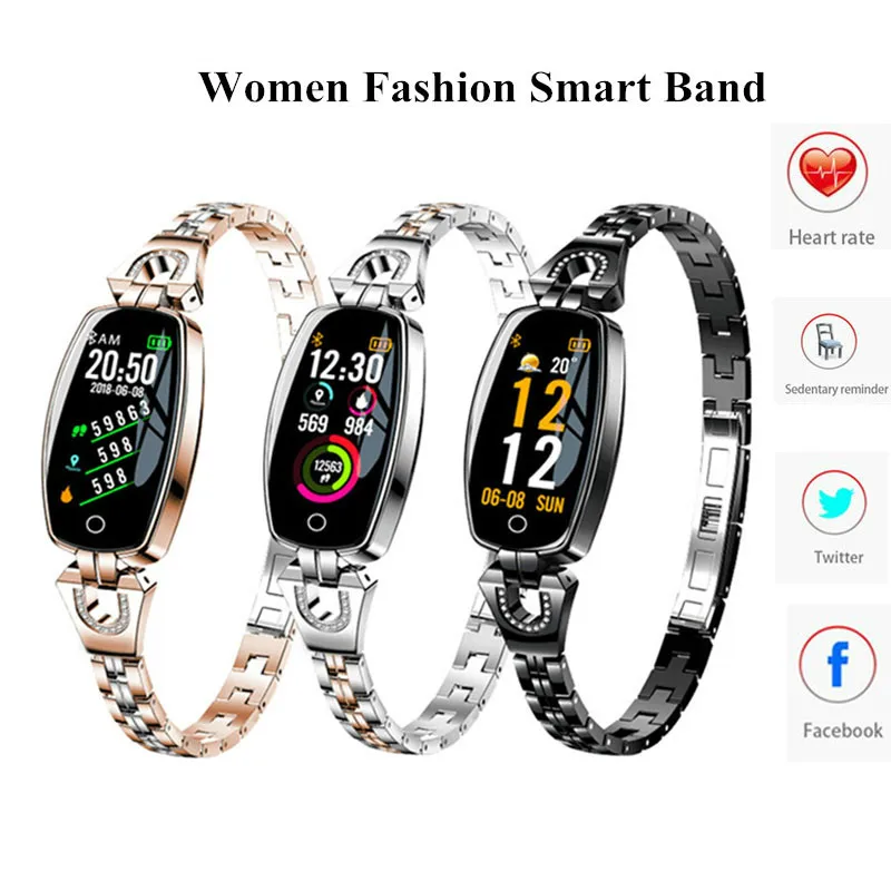 

2019 Women Lady Fashion Smart Wristband Heart Rate Blood Pressure Smart Bracelet Fitness Tracker SmartBand Best Gift for Girl