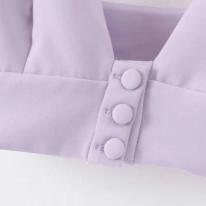 ANSFX Stylish Lavender Boyfriend One Button Blazer Pockets Notched Collar Long Suit Coat Outerwear Tank Top Shorts 3 Pieces Sets