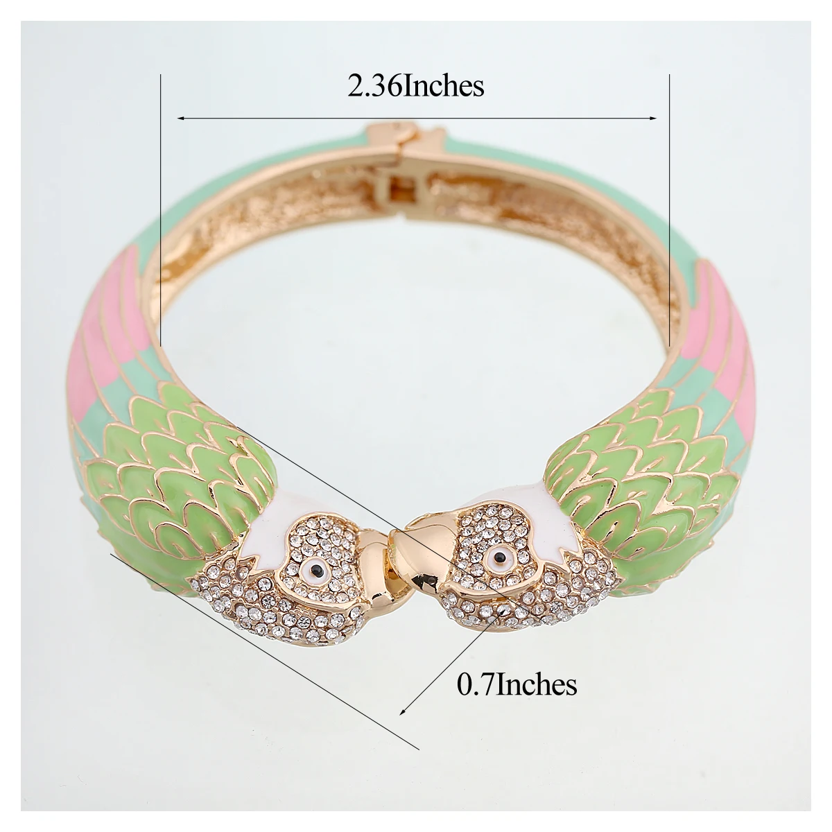 KAYMEN Hot Selling Luxury Enamel Colourfull Animal Parrot Cuff Bracelet Bangle 7 Colors for Women Girls Teens Nice Jewelry 3328 6