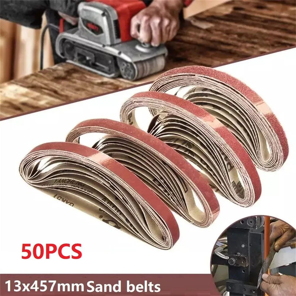 50pcs 13x457mm Aluminium Oxide Sanding Belts Grit 40600 Sandpaper