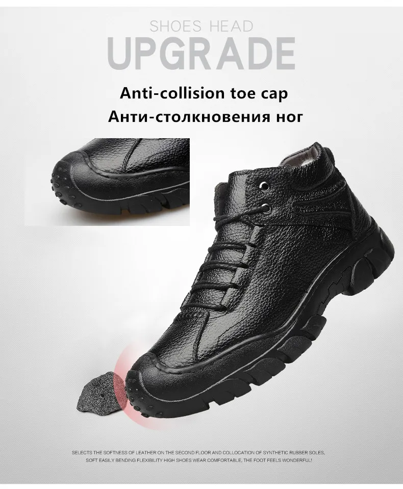 Mnalyo/Брендовые мужские ботинки; зимние ботинки из натуральной кожи; теплые ботинки с мехом внутри; высококачественные уличные мужские зимние ботинки; Мужская Рабочая обувь