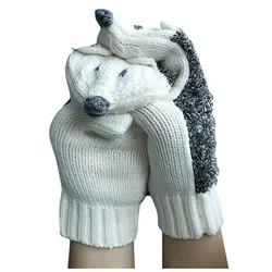 Women's Handmade Knitted Gloves Autumn Crochet Solid Color Retro Gloves