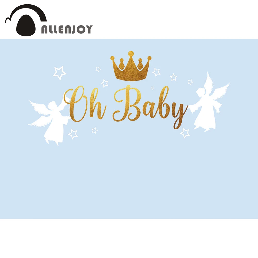 Фон для фотосъемки Allenjoy Oh Baby Shower с ангелом голубой розовый Золотой Серебряный