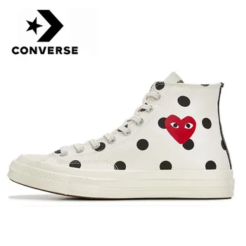 

Original Converse CDG Play Polka Dot Chuck Taylor All Star 70 High White Skateboarding sneakers platform flat canvas Shoes new
