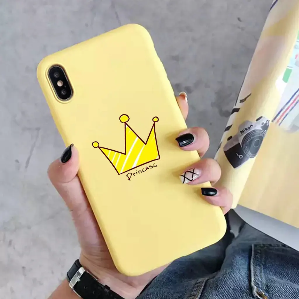 Милый силиконовый чехол с мультяшной короной для IPhone X xr xs max 8plus 7plus 8 7 soft-souch мультяшный Водонепроницаемый защитный корпус