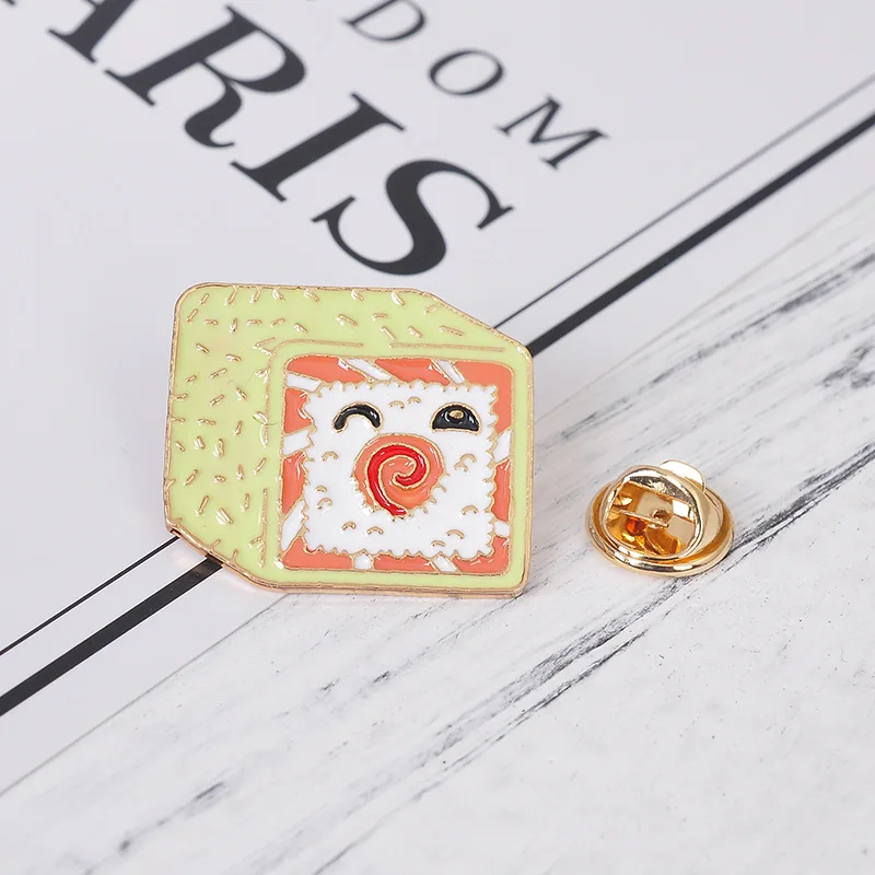 style 7 7 Style Collection Enamel Pins Brooches for Women Backpack Clothes Lapel Pin Sushi Salmon Brooch Badges Creative Cartoon Jewelry - Окраска металла: style 7