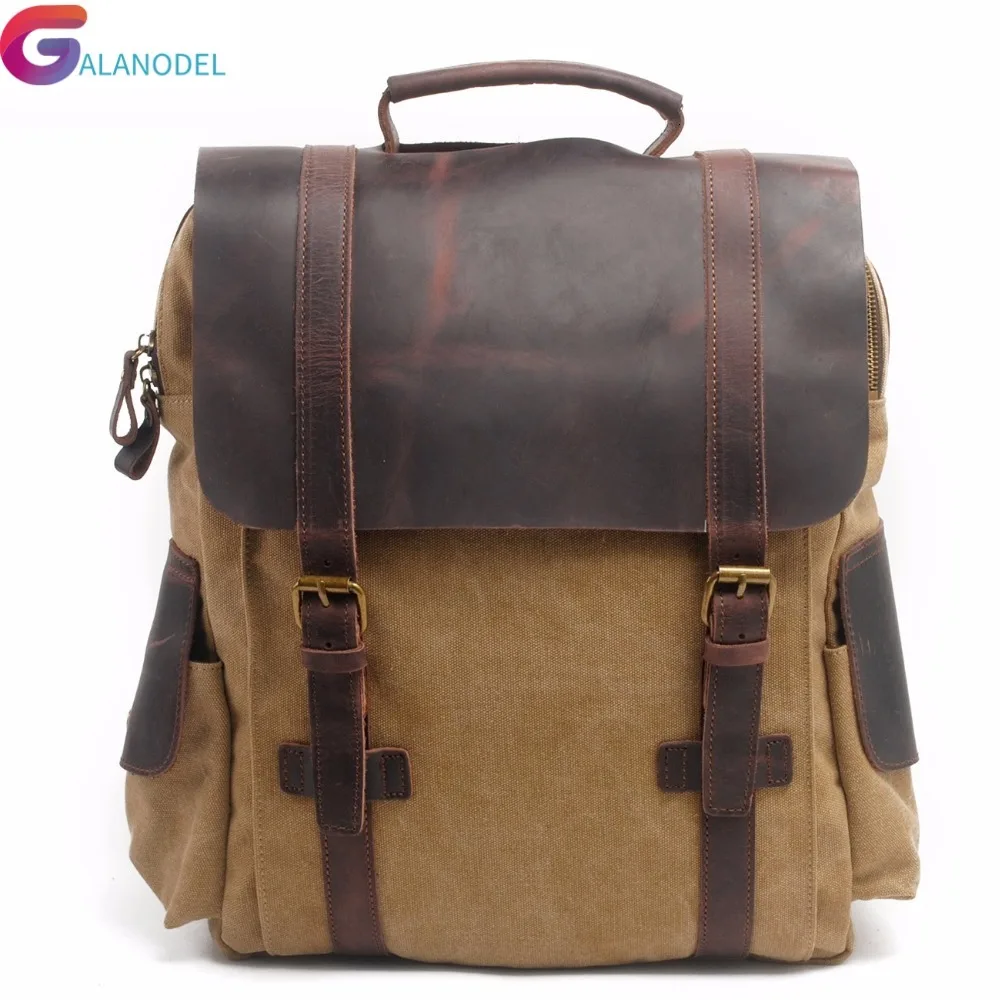 

Canvas New Fashion Backpack Leather M141 Men Backpack School Bag Military Backpack Women Rucksack Male Knapsack Bagpack Mochila