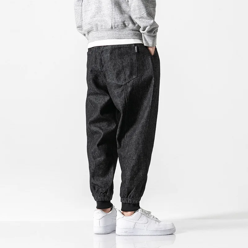 Japanese Style Fashion Men Jeans High Quality Blue Black Loose Fit Harem Jeans Men Cargo Pants 5