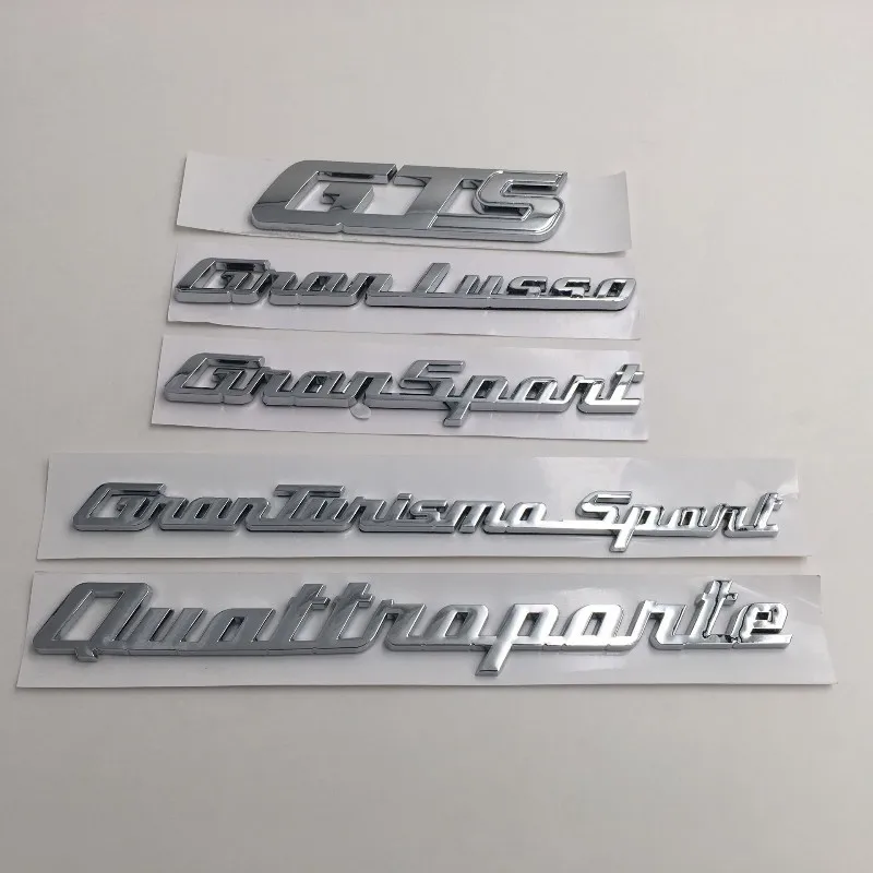 

Silver Car Decoration Sticker For Maserat i 17 President GTS Gransport Sign Side Mark Body Mark Leaf Mark car logo