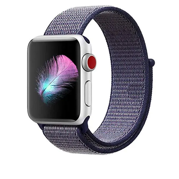 Sport loop for apple watch series 4 3 2 1 band reflective strap for iwatch 1 2 3 4 38mm 42mm 40mm 44mm woven nylon breathable - Цвет ремешка: Midnight blue