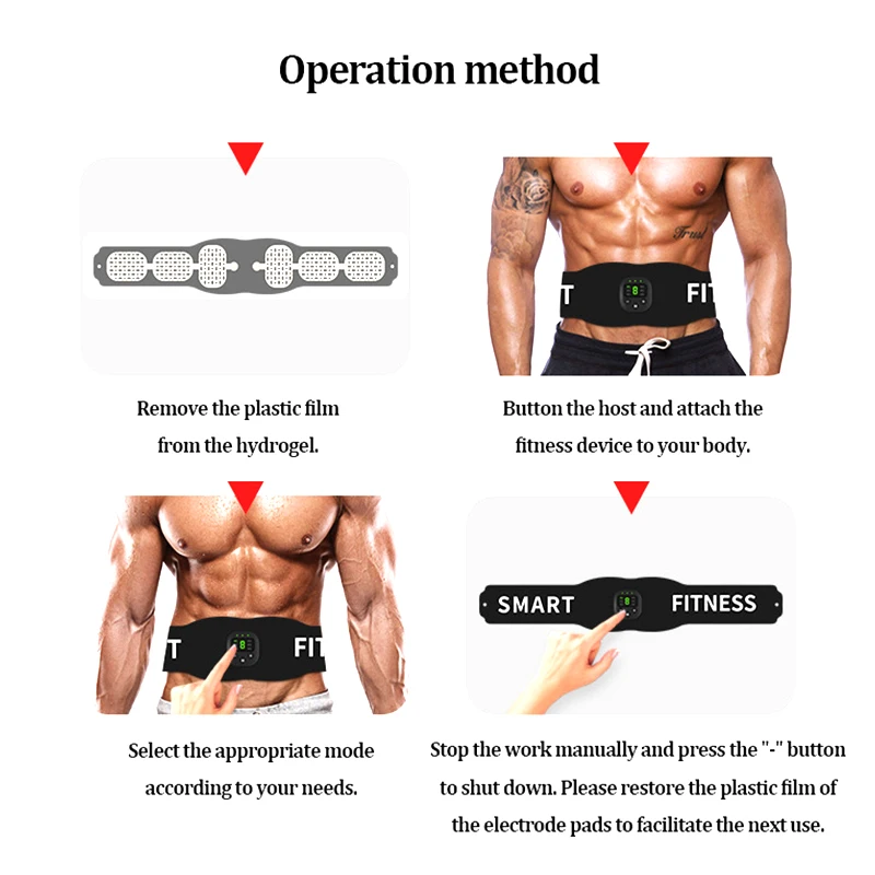 Умный EMS тренажер для мышц брюшного пресса, стимулятор ABS, стикер для домашнего спортзала, для похудения, сжигания жира, фитнеса, зарядка через USB