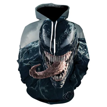

2019 NEW Hot Sale mens hoodies Movie Spiderman Venom Hero Villain Skull 3D Print Hoodie/Sweatshirt Unisex Good hip hop Tops