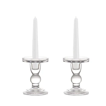 

Clear Glass Pillar Candle Holder, Dual Use Taper Candle Stand for Pillar or Taper Candlesticks (2 Pack) (4.5inch)