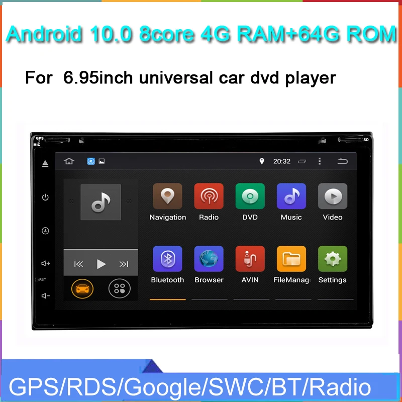 Octa core RAM 4G ROM 64G android 10 universal car dvd player for toyota kia nissan hyundai honda 2din audio gps navi wifi | Автомобили и
