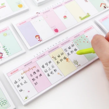 

Long Week Plan Post Sticky Notes Schedule Strip Memo Pad Tearable Self-Adhesive Sticker Message Office Diary Paper Book
