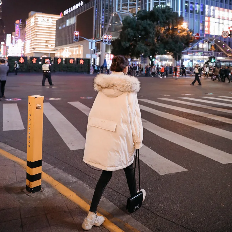 

Large Fur Collar Cotton-padded Clothes Women's Mid-length 2019 New Korean Students Thick Cotton-padded Jacket Loose-Fit BF Versa
