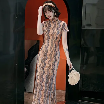 

Classic Traditional Chinese Women Long Qipao Vintage Elegant Lace Cheongsam Sexy Slim Tight Hight Split Vestidos Plus Size