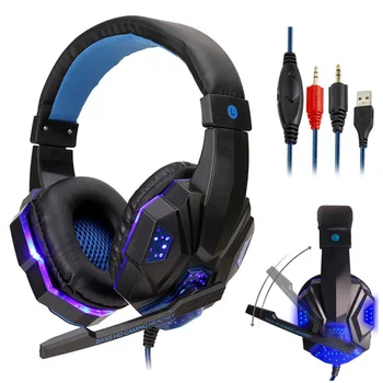 

Professional Led Light Gaming Headphones for Computer PS4 Adjustable Bass Stereo PC Gamer Over Ear Wired Headset With Mic Gifts