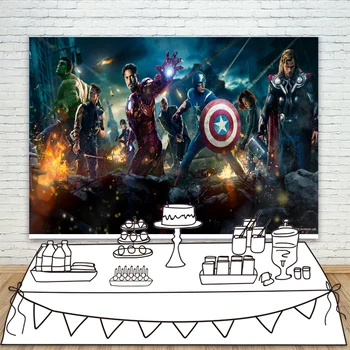 

Marvel Avengers Photography Backdrop Super Hero Battleground Photo Background For Boy Birthday Party Decor For Photo Studio Prop