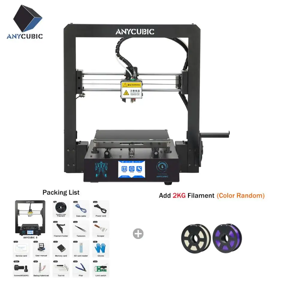 Mega-SAdd 2kg Anycubic Mega-S 3d принтер Полностью металлическая рама модернизированная промышленная Высокая точность Impresora 3d нить - Цвет: Mega-SAdd 2kg