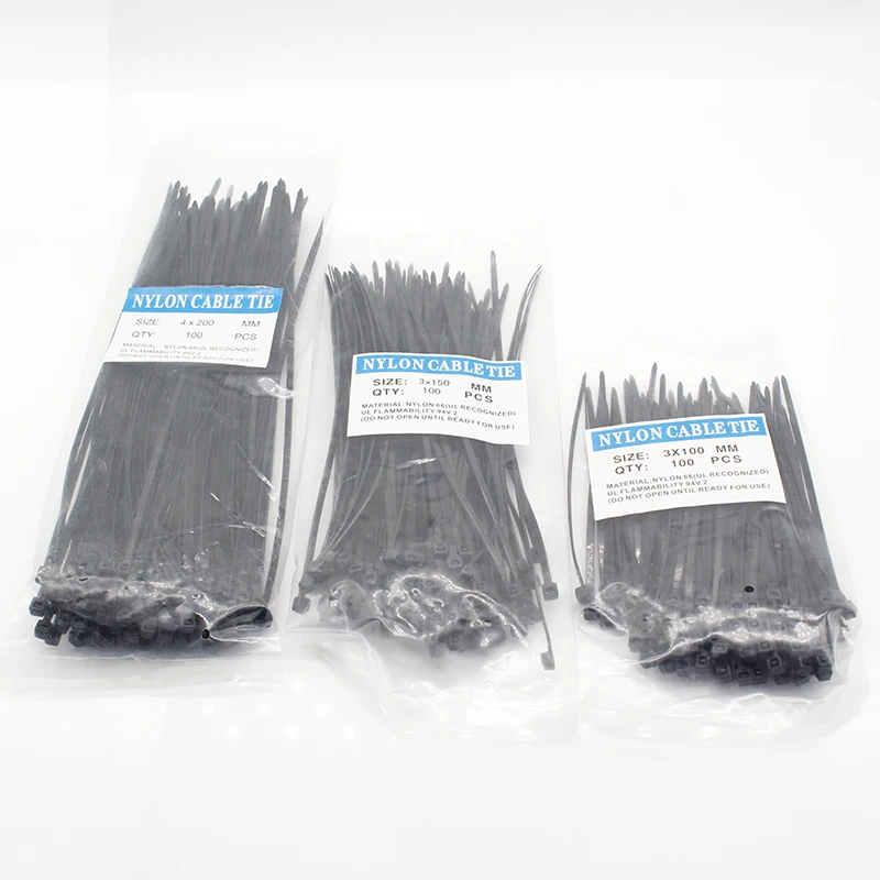 300 Pcs Nylon Cable Self-locking Plastic Wire Zip Ties Set 3*100 3*150 4*200 MRO & Industrial Supply Fasteners & Hardware Cable