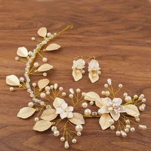 Невесты ручной работы головной убор корейский Стиль сплав цветок жемчуг ювелирные изделия Аксессуары для волос Свадьба Up-do аксессуары мягкая ручка