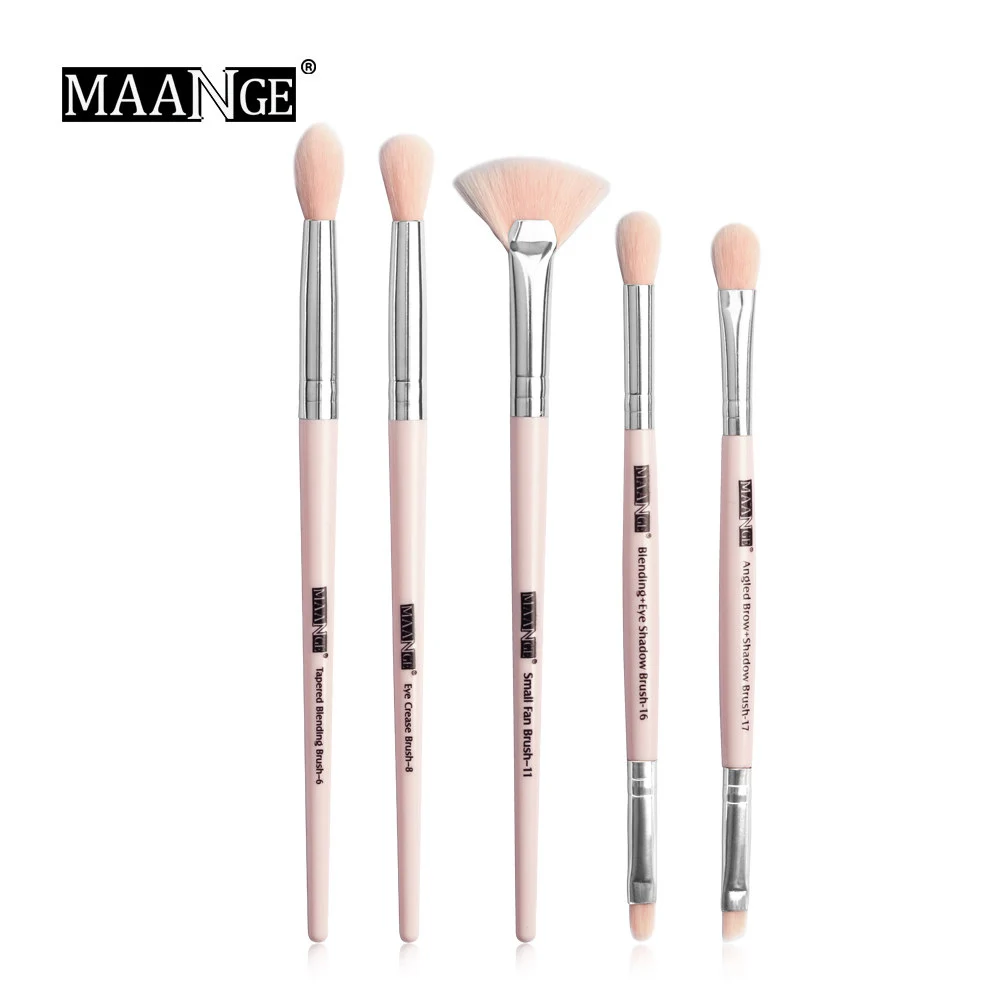 5pcs Pink MAANGE Pro 3/5/12 шт./партия, набор кистей для макияжа, тени для век, растушевка, подводка для глаз, кисти для бровей, для макияжа, Новинка - Handle Color: 5pcs Pink