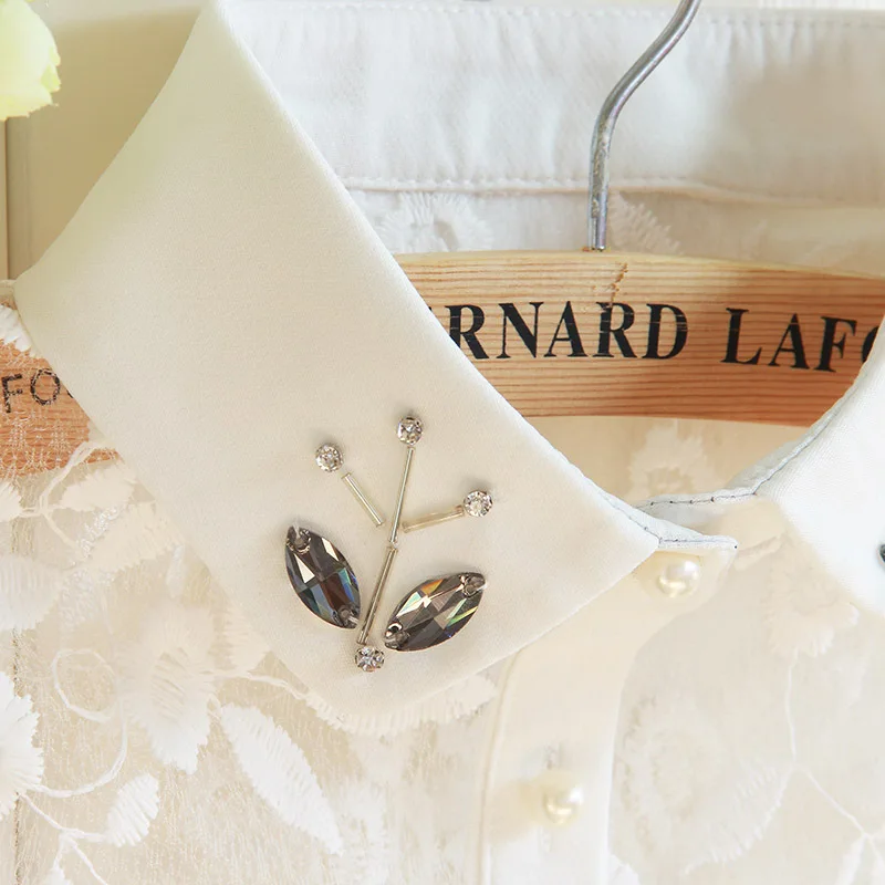 Linbaiway Женская Вышивка Поддельный Воротник Стразы ложный воротник женский тонкий