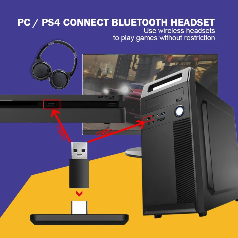 Drahtloser USB/Typ-C Bluetooth 5.0-Adapter für Nintendo Switch Audio Receiver Transmitter für PS4/PC-Konsole Konverter tragbar_voghion.com