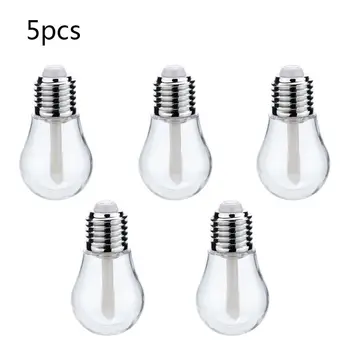 

5Pcs Light Bulb Shaped Empty Plastic Bottles Clear Lip Gloss Tubes Refillable