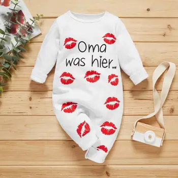 

PatPat 2020 New Spring and Summer Autumn Baby Lips Letter Jumpsuits for Baby Girl