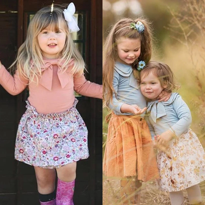 Pudcoco/Детские рубашки сплошного цвета принцесса для маленьких девочек топы, футболка с длинными рукавами и бантом осенняя одежда для маленьких девочек От 6 месяцев до 5 лет